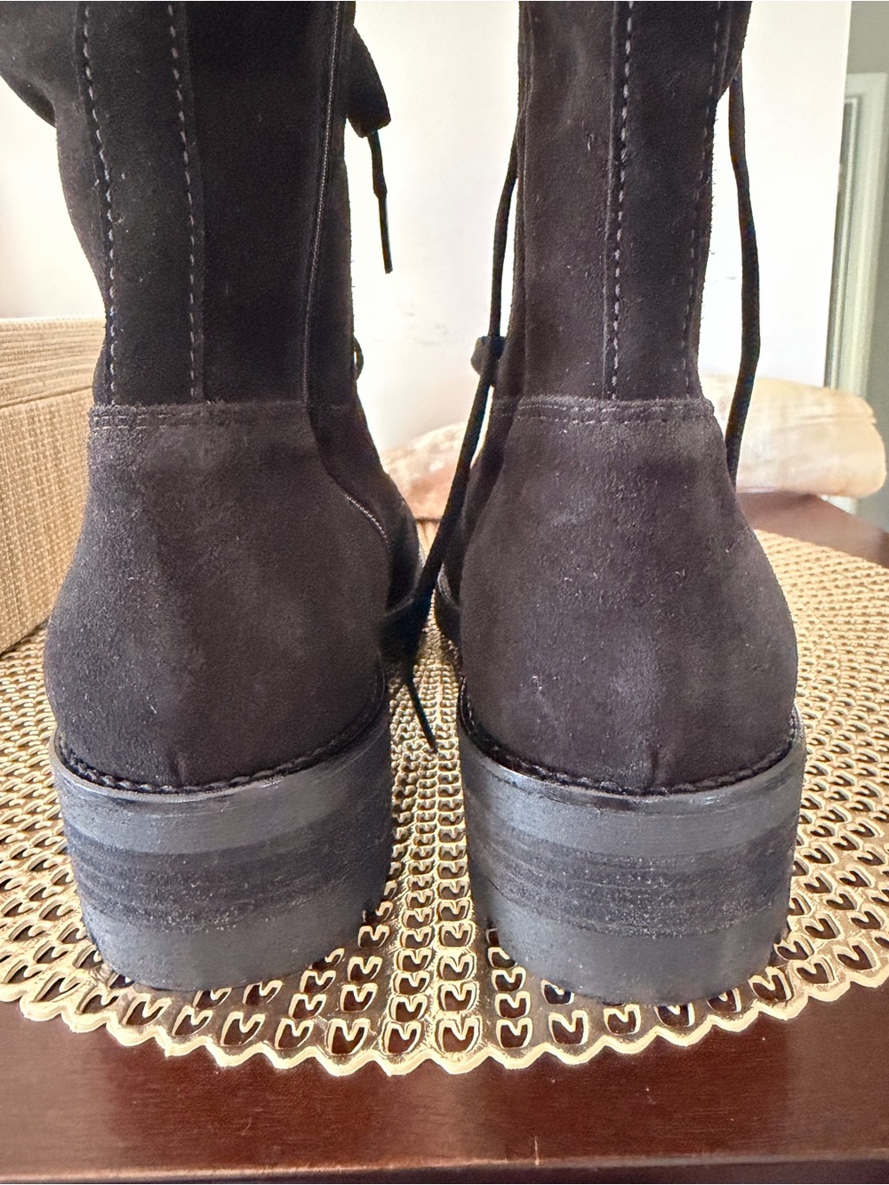 La Canadienne Carolina Waterproof Black Suede Lace-Up Mid Calf Boots Size 8 NWOT - Picture 4 of 9